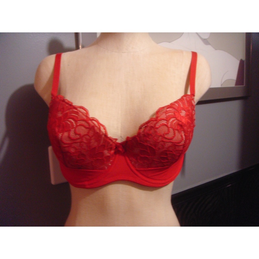 Fredericks of Hollywood red lace Manuela underwire lightly padded 32F bra NEW